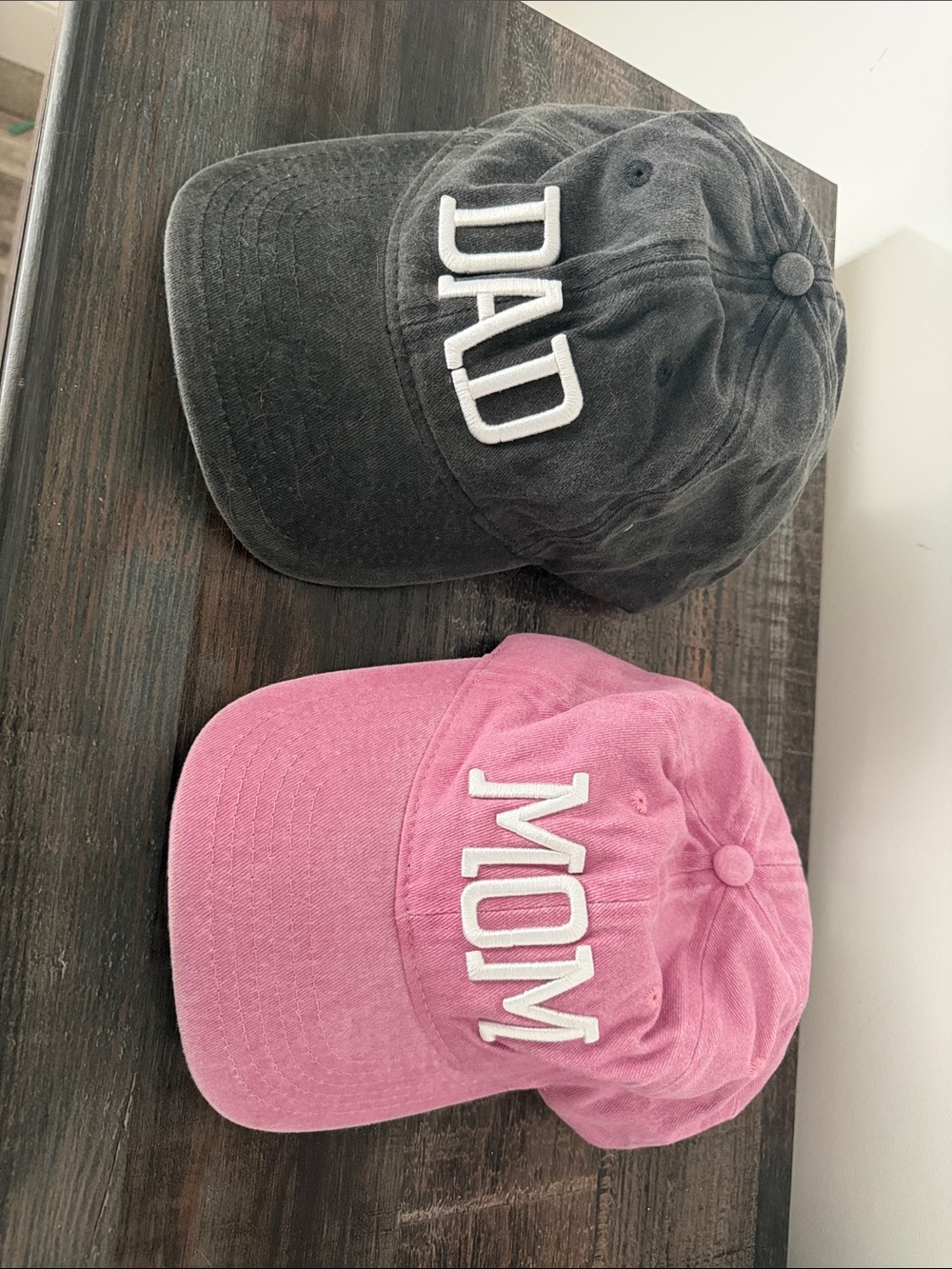 Dad and Mom Embroidered Baseball Caps - Black & Pink